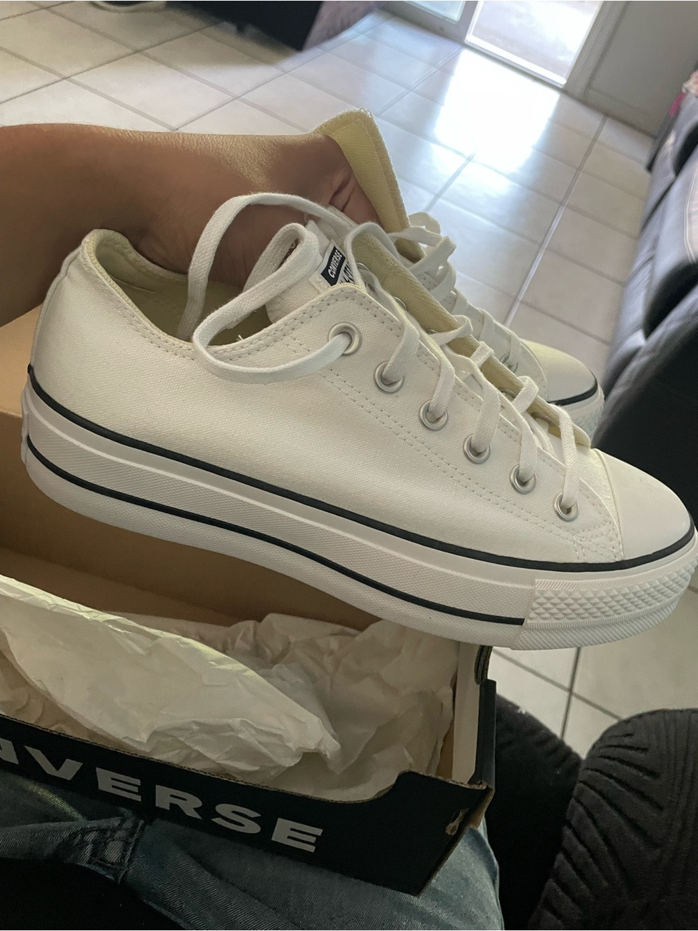 Converse White Low Top Chuck Taylor Sneakers - Picture 5 of 5